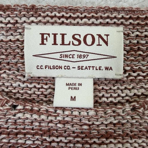 Filson Lake Quinault Sweater Women's Medium Natural Clay Melange Chunky Cotton - Picture 7 of 9
